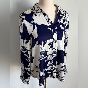 Navy & White Floral Button-Down Shirt